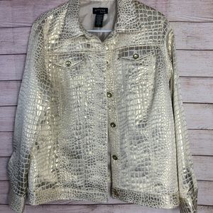 Attyre Gold Metallic Reptile‎ Print Line Jacket SzL